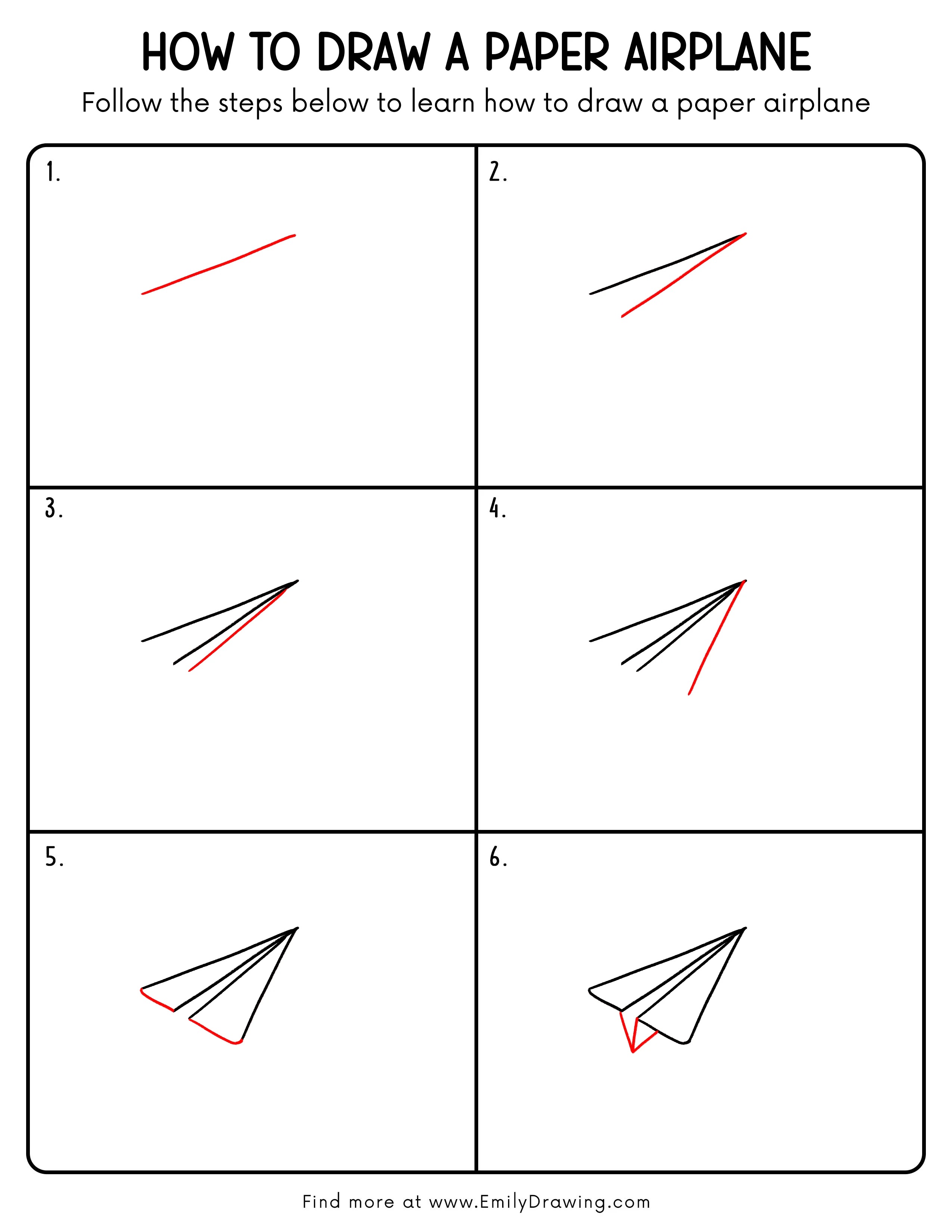 Printable Paper Airplane Drawing Guide